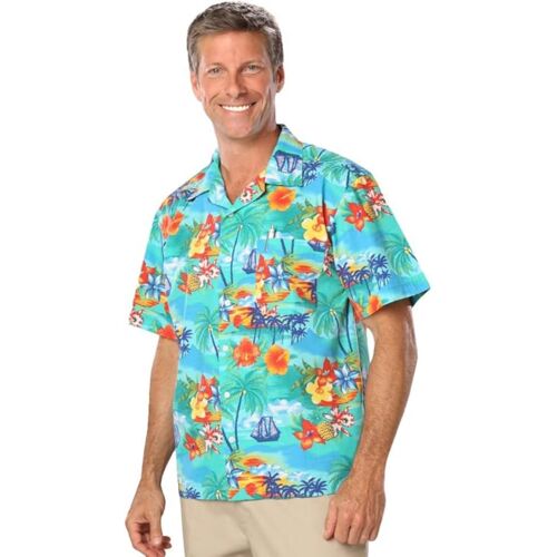 Blue Generation Short Sleeve Tropic Print Camp Shirt Thumbnail
