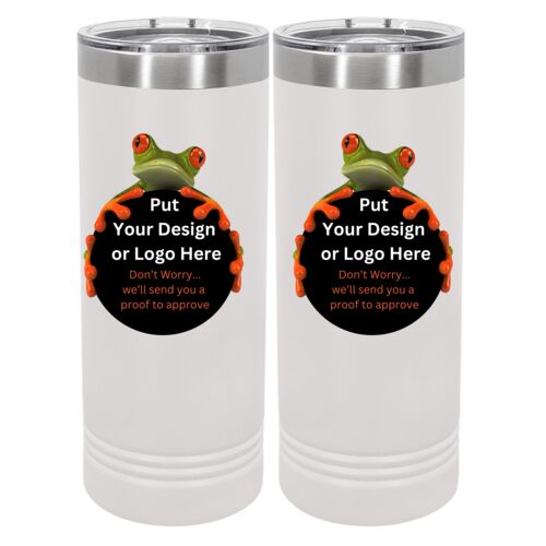 22 oz Stainless White Skinny Tumbler with Slider Lid Thumbnail