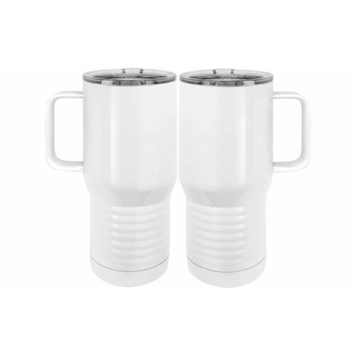20 oz. Insulated Stainless White Travel Mug w/Slider Lid Thumbnail