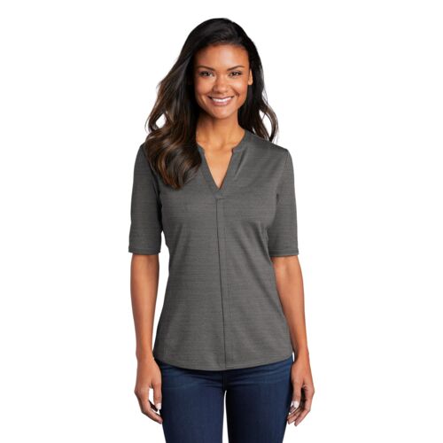 Ladies Stretch Heather Open Neck Top Thumbnail
