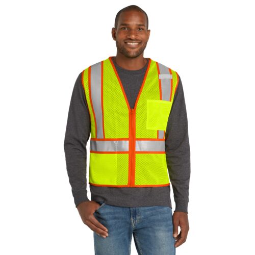 Ansi 107 Class 2 Mesh Zippered Two Tone Vest (Stock Alert) Thumbnail