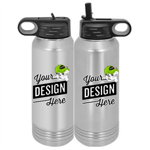 1-Day RUSH NO MINIMUM CUSTOM 30 oz. Silver Stainless Steel Vacuum Insulated Water Bottle Thumbnail